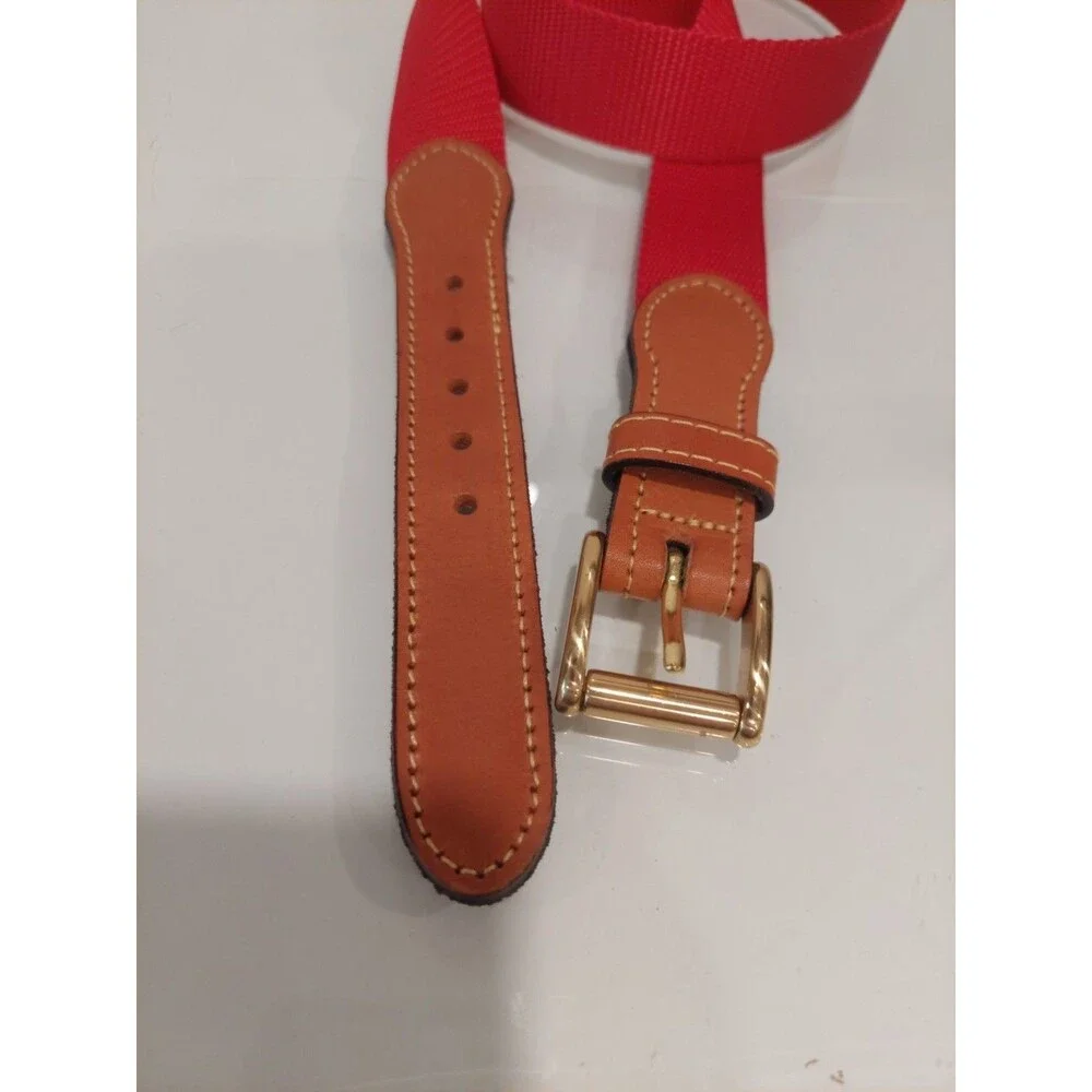 Orvis Canvas Belt Red Synthetic Canvas Leather Tip Brass Buckle 36 USA